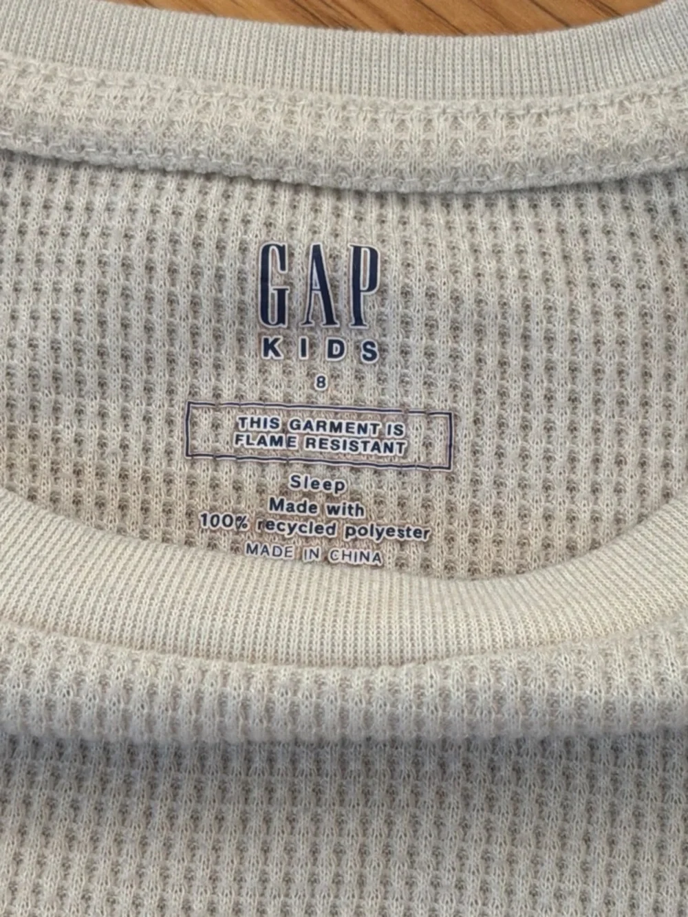 GAP Kids' Long-Sleeve Waffle Tee in Light Cream